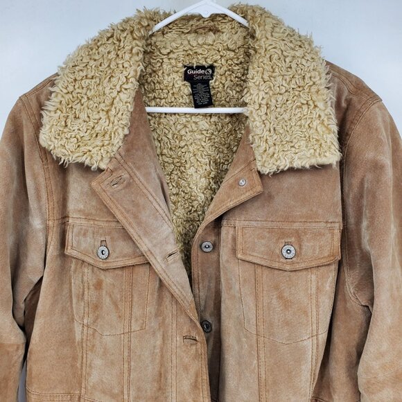 Vintage Gander Mountain Guide Series Tan Suede Sherpa Coat XL Western Ranch - Picture 5 of 10